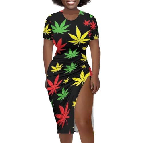 Image of Short Sleeve Dress for Women,Sexy Bodycon Dress,Plus Size Slit Dress,String Design s-4xl