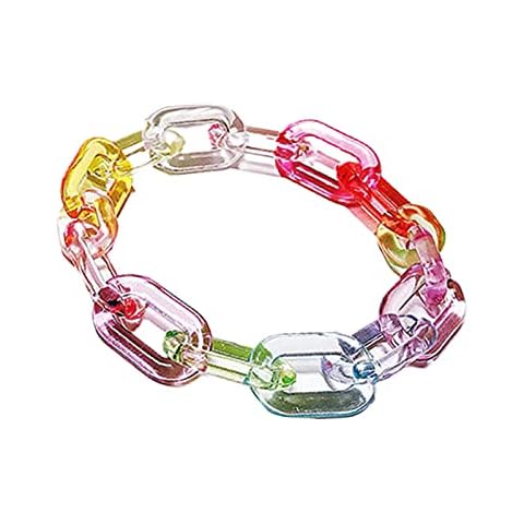 husnshiwqin Rainbow Color Girls Bracelets Resin Cuff Link Resin Hand Chains Fashion Jewelry Hand Chains Women Accessory Cover