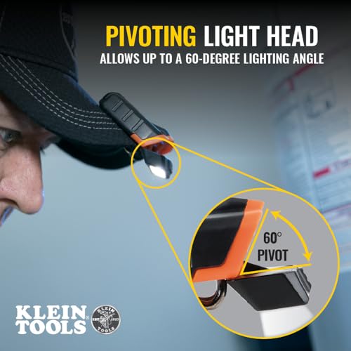 Klein Tools 56402 Luz de LED, clipe de viseira de tampa tem cabeça giratória, 2 pilhas AAA, para tra