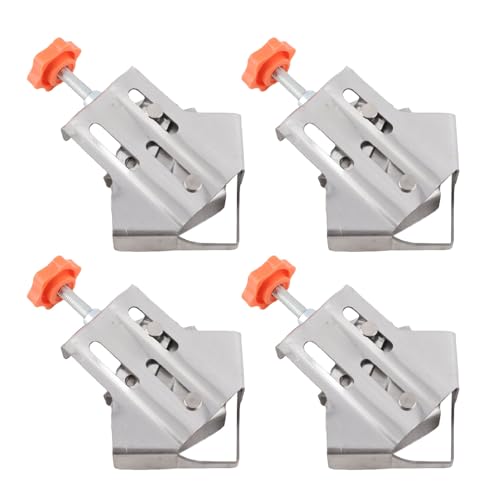 Jectse 4 Abrazaderas de Esquina de 90 Grados para Proyectos de Carpintería de Bricolaje, Abrazadera de ángulo Recto de Acero Inoxidable, Construcción Robusta, Diseño Flexible, Adecuada