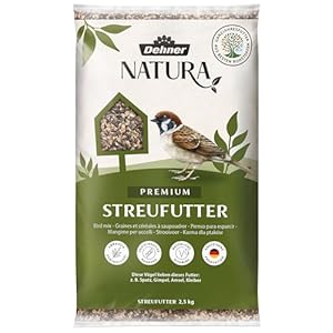 Dehner Natura Premium Wildvogelfutter, Streufutter, Ganzjahresfutter proteinreich / energiereich, hochwertiges Vogelfutter für Wildvögel, 2.5 kg
