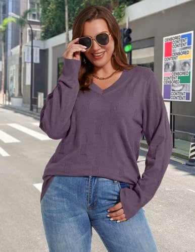 Monnuro Plus Size Women'S Fall Sweater Long Sleeve Crewneck Pullover Sweater Tops Cozy Knit Outfit thumb #4