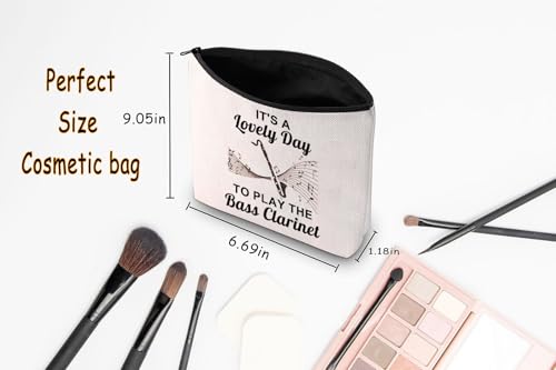JNIAP Bass Clarinet Player Gift It's a Lovely Day To Play The Bass Clarinet Cosmetic Bag Musical Instrument Gift (Play The Bass Clarinet Bag)