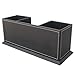 KINGFOM Office Supplies Desk Organizer PU Leather Storage Box 4 Divided Compartments for Pen Business Card Remote Control Mobile Phone Cosmetics Collection Holder (Black)