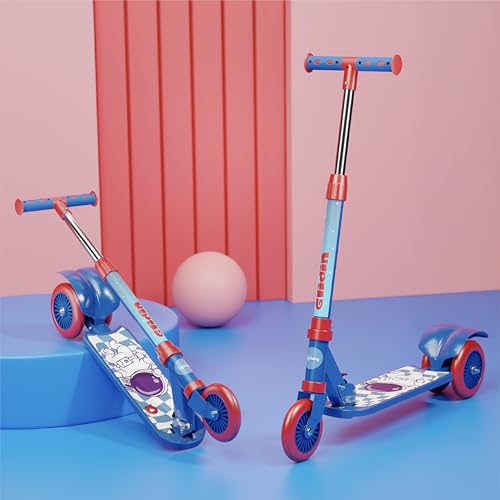 Image of Lifelong Foldable Kick Scooter for Kids 3+ Years | Adjustable Height, Side Stand | 3-Wheel Baby Scooter for Boys & Girls | 50kg Capacity | Outdoor Toy, Ride-on, Skating Fun | Blue & Red