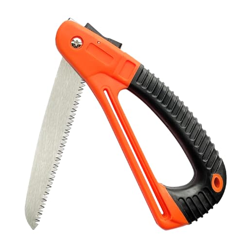 GLOWDAWN Portable Folding Hand Saw, Slip Handle & Hand Guard?Compact Design Blade Hand Saw for Wood Camping, Live/Dry Wood Cutting, Camping and Hiking