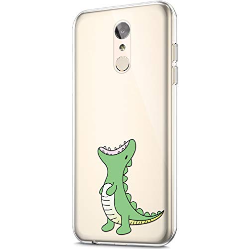 ikasus Case for LG Stylo 4,LG Stylo 4 Plus Case,LG Q Stylus Case,Crystal Clear Art Panited Design Soft Flexible TPU Ultra-Thin Transparent Flexible Rubber Gel TPU Protective Case Cover,Green Dinosaur