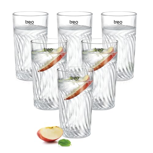 Image of Treo by Milton Tide Glass Tumbler I Premium Glass Set of 6 for Water, Cold Drink I Perfect for Home, Restaurants and Parties. 290 ml