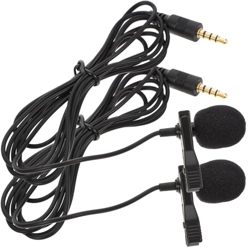 Cabilock Micrófono De Solapa De Condensador Mini Clip, 1.5 m Cable 4 Polos, Set De 2 Unidades para Grabación Profesional En Estudio, Conferencias y Karaoke, Accesorio Compatible para Pc y Cámara