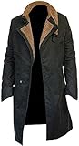 LeatherIcon Blade Runner 2049 Officer K Rayan Gosling Lapel Fur Collar Trench Long Cotton Coat Black (L)