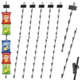 Tandefio 6 Pcs Chip Rack Strips Merchandising with 12 Clips 30.7' Long Metal Hanging Display Strips with Label...