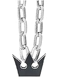 DAZCOS Necklace with Thick Chain Crown Pendant for Halloween Cosplay Costume (Silver)