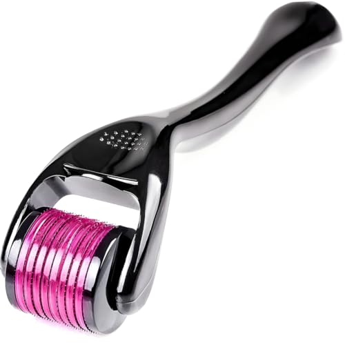 Derma Roller, 540 Titanium Needle Derma Roller 1mm Stainless Steel Microneedling Face & Scalp Derma Roller for Hair Growth, Facial Skin & Cellulite Reduction for Both Men & Women. (1mm)