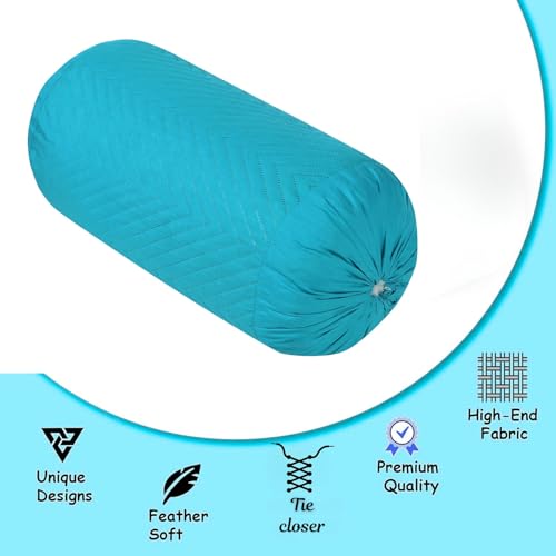 Image of RD TREND Glace Cotton Quilted Bolster Cover Size-16x32 Inches | Soft & Durable Cylindrical Pillow Cover for Bolster Pillow | Perfect for Sofa, Diwan,Couch & Bed Decor (Firoji)