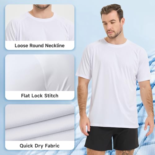 Guooolex UV Swim Shirts for Men UPF 50+ Rash Guard Short Sleeve Quick Dry for Swimming SPF Sun Shirts UV Protection4