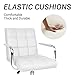 Furmax Mid-Back Office Task Chair Ribbed PU Leather Executive Chair Modern Adjustable Home Desk Retro Comfortable Work Chair 360 Degree Swivel with Arms (White)