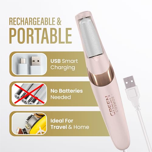 Outil de pédicure électrique Green Cosmos avec deux rouleaux et batterie rechargeable - 5