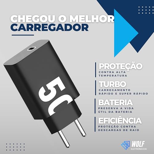 Carregador Super Turbo 50W Ultra Rápido Tipo C Carregamento Rápido + Cabo Tipo C Compatível com Sams