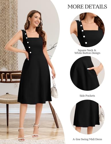 Image of Bbonlinedress Womens Vintage Summer Cocktail Dress Sleeveless Tea Party Retro Formal Wedding Guest A-line Midi Sundress