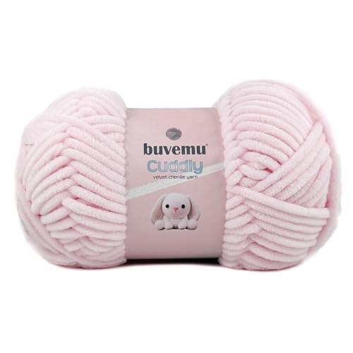 Image of Cuddly Velvet Chenille Yarn, Super Soft Fluffy Bulky for Knitting Crocheting Crafting Blanket Amigurumi, Durable for Shedding, 100 Gram (3.53 Ounces) 109 Yards (100 Meters) (Powder Pink)