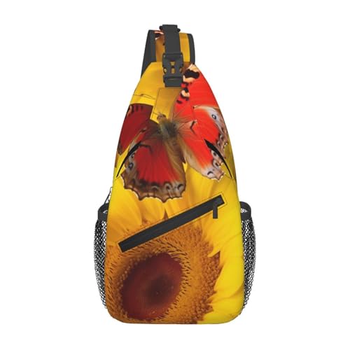 Bolso Cruzado Diagonal Mochila Sling Negra con Mariposas miniatura 1