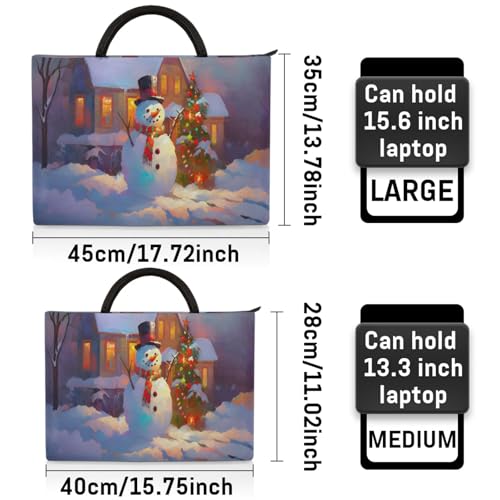 Snowy Cute Snowman Laptop Sleeve with Handle Waterproof Computer Carrying Case2