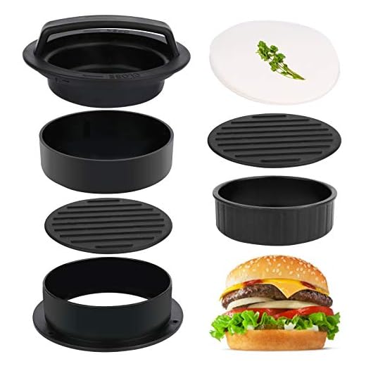 3 in 1 Stuffed Burger Press Patty Maker Rings Molds Kit, Non Stick Stuffer Hamburger Press Patty Maker - with 100 Pcs Wax Hamburger Patty Paper, Sausage Patty Press for Slider/Pattie/Grilling HAHAYOO