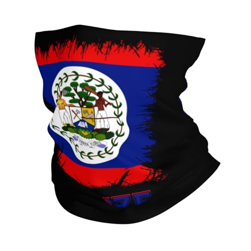Vintage Belize Belizean Flag Neck Gaiter Face Mask for Men Women UV Protection Seamless Face Shield Cool Breathable Cycling Riding Running Headbands Bandana