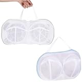 2 Pack Bra Laundry Bags for Washing Machine Lingerie Wash Dryer Bag Non-Deform 3D Protective Bracket Case with Handle and Zipper for Women Laundry Storage Washing Delicates