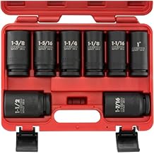 NEIKO 02461A 3/4 Inch Drive Impact Socket Set, SAE 1 to 1-1/2, 8 PC, Deep/Jumbo Sockets, Chrome Vanadium Cr-V