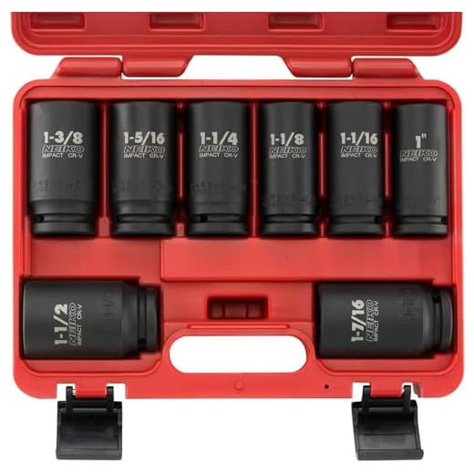 Neiko 02461A 3/4" Drive Deep Impact Socket Set, 8 Piece Jumbo Assortment | Standard SAE Sizes (1-Inch to 1-1/2-Inch) | Chrome Vanadium Steel