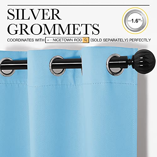 Image of NICETOWN Light Blue Curtains for Nursery, Thermal Insulated Grommet Room Darkning Curtain Panels for Bedroom /Living Room, Privacy Drapes for Classroom(1 Pair, W42 x L63 inches, Blue)