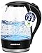 Aigostar Adam - Wasserkocher Glas 1,7 Liter, 2200 Watt, LED-Beleuchtung, 100% BPA Frei, Verdicktes Borosilikatglas Wasserkocher mit Kalkfilter, 360° Edelstahl Sockel, Trockenaufschutz, Schwarz