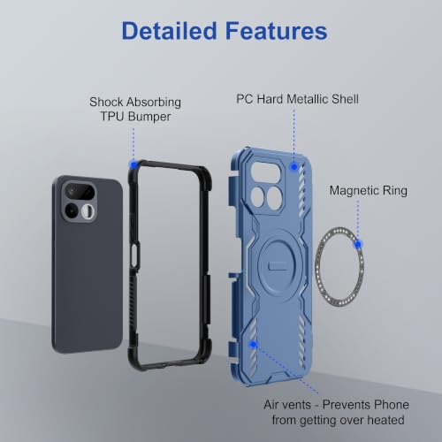 Image of Zapcase Back Case Cover for Realme 16T 5G | Magnetic Case with Built-in Metal Ring | Supports MagSafe Charger, Wallet & Car Mount | Shockproof Hybrid PC + TPU | Blue