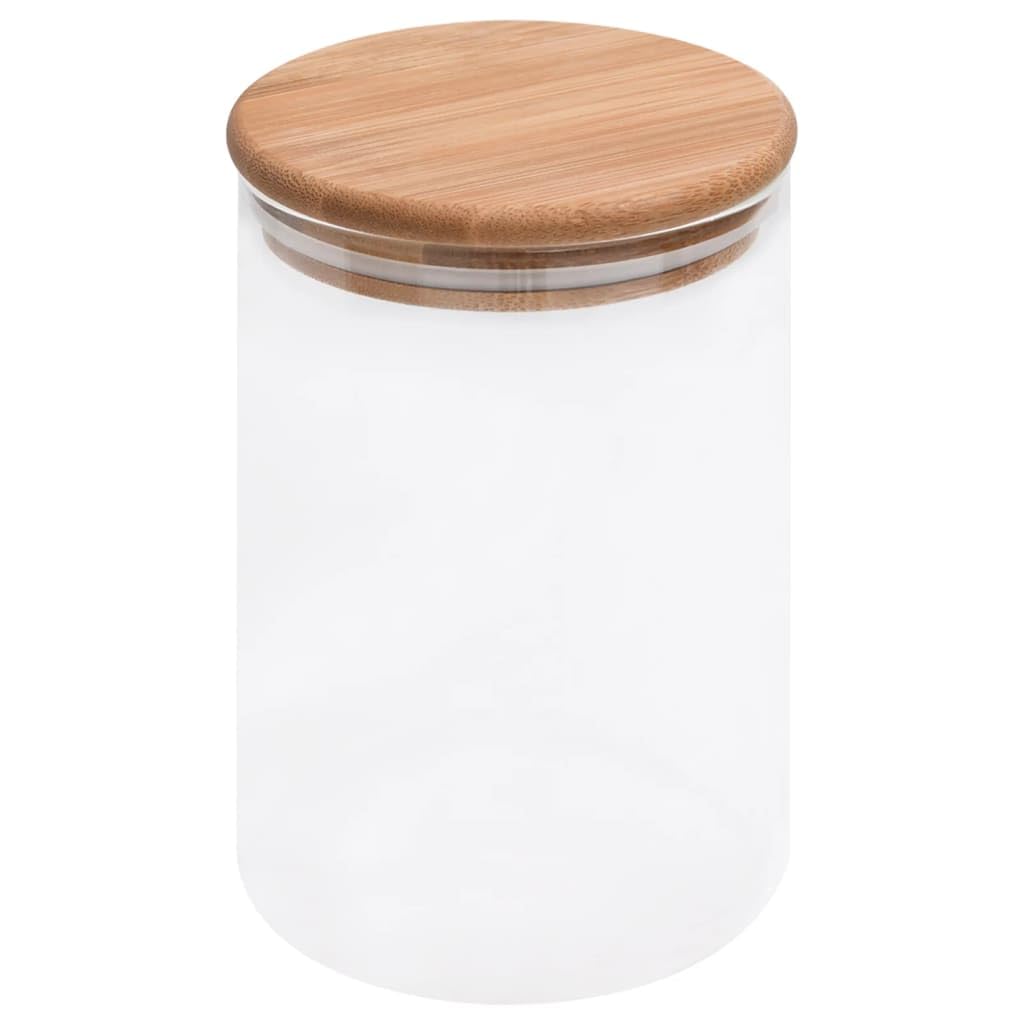 Juego de 4 tarros de almacenamiento de 800 ml con tapa de bambú, recipientes de cristal para almacenamiento, herméticos, para cocina, almacenamiento de alimentos