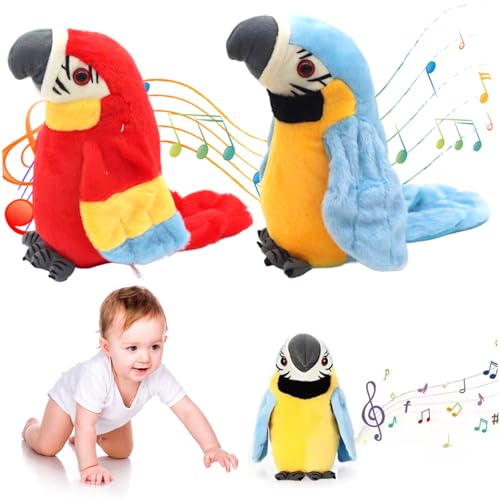 Jouets électroniques pour oiseaux lot de 2 perroquets peluche interactive parlante - 2