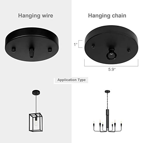 Kighsin 5.9 Inches Black Pendant Light Canopy, Metal Canopy Kit For Farmhouse Hanging Chandelier, Round Ceiling Light Plate (Black) #TOP3