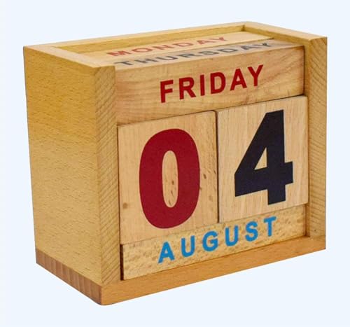 Image of STAR CRAFT Wooden Calendar No End Date Changeable Desktop Calendar