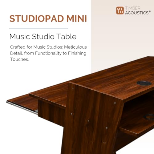 Image of Timber Acoustics StudioPad Mini Music Production Desk for Studio | Professional Music Producer Table for PC, MIDI Keyboard & Audio Setup (3.5' x 2.5') (Mahogany)