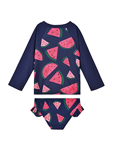 Girls Two Piece Swimsuits Baby Girls Long Sleeve Tankini Girls Rash Guard Set Upf 50+ Toddler Bathing Suit Swimwear Navy Watermelon 2-3T #TOP1
