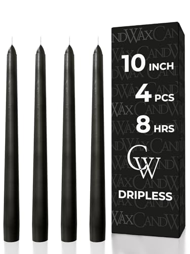 CANDWAX 10 inch Taper Black Candles (4-Pack)
