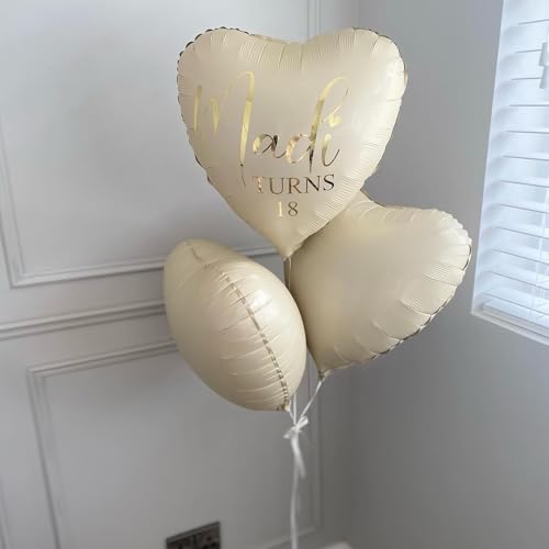 Image of Cream Heart Balloons, 10PCS Cream White Foil Heart Shape Balloons, 18inch Beige Foil Valentine Balloons for Helium Nude Neutral Love Balloon for Valentines Day, White Wedding, Brithday Decorations
