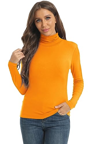 Image of Women's Casual Long Sleeve Turtleneck Tops Slim Fitted Lightweight Base Layer Shirts