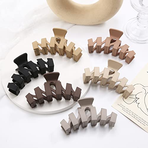 6 Pack Hair Clips, Strong Hold Matte Hair Clips, Large Claw Clips For Thick Hair, Extra Hair Claw Clips For Women Men, Nuetral Hair Clips, Non- Slip Cute Hair Clips, Modern Hair Accessories For All Hairstyles, Brown Colors #TOP6