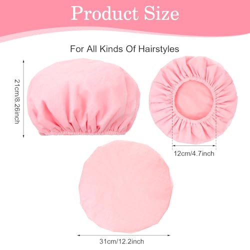 Terry Lined Shower Caps for Women Reusable Triple Layer Large Shower Cap Terry Cloth Lined Waterproof Bath Cap Hair Cap for Long Thick Hair(Pink Plaid) - Image 3