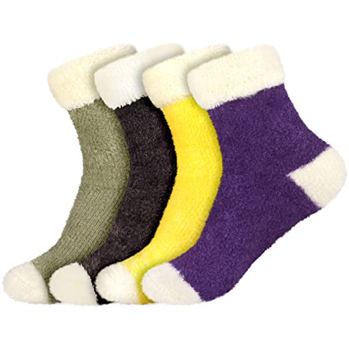 Image of BambooMN Women's Super Soft Fuzzy Socks, Polka Dot, Gradient, Snowflake, Featherlight Cuff - Assorted Colors