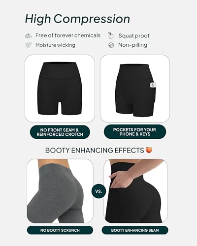 PAVOI ACTIVE Shorts with Pockets | Compressive High Waisted Butt Sculpting 4" & 6" Women's Biker Shorts | HiPerform XXS to 3X4