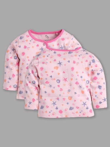 Image of Baby GO Unisex Baby 100% Cotton Full Sleeve Front Open T-Shirt Pack of 3 | Soft Breathable Infant Clothing Set with Snap Buttons | Comfortable Layering Top for Newborn Baby Boys & Baby Girls