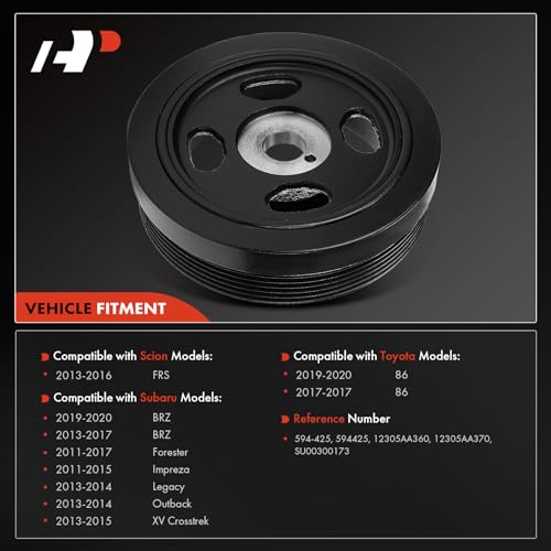 A-Premium Engine Harmonic Balancer Crankshaft Compatible with Subaru Outback 2013-2014, Forester 2011-2017, Impreza 2011-2015, Legacy, XV Crosstrek, BRZ, WRX & Scion FR-S & Toyota 86, 2.0L 2.5L by A-premium - Image 2