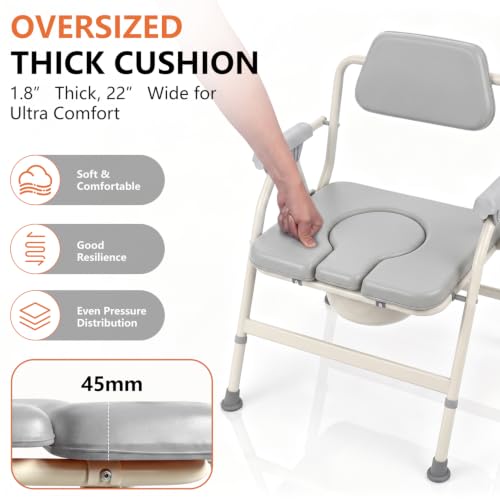 Intercare Bedside Commode Toilet, Portable Potty for Adults, Toilet Chair by Intercare - Image 3